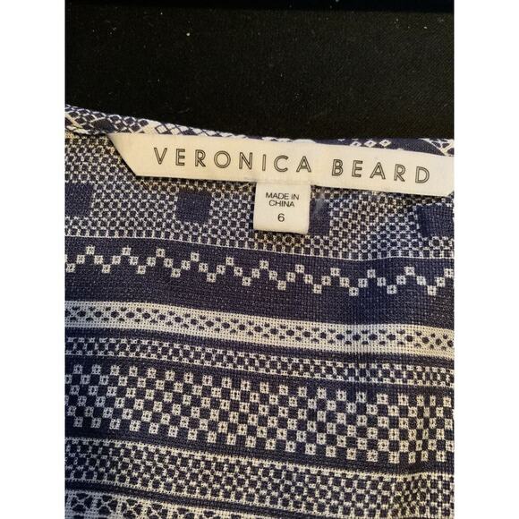 Veronica Beard Bahia Blouse 100% Silk Buttoned Cuffs Geometric Print Size 6 - Picture 7 of 9